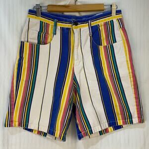 SoStanza Contemporary Apparel Vintage Shorts Women Size 9/10 White Multi Stripe